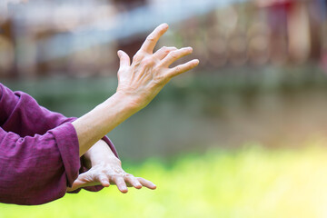 Practice of Tai Chi Chuan in outdoor - obrazy, fototapety, plakaty