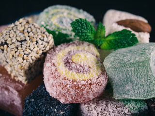 Turkish delight assortment close up