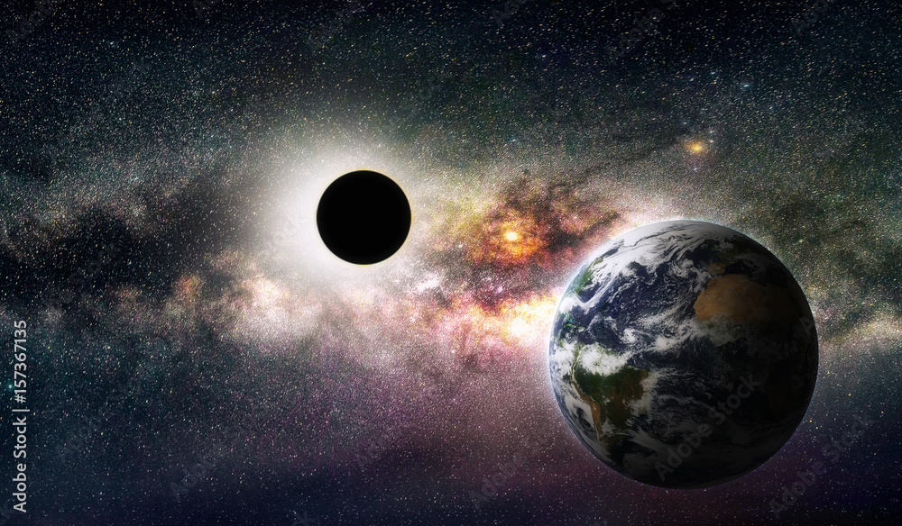Wall mural milky way world and black hole elements of this image furnished by nasa