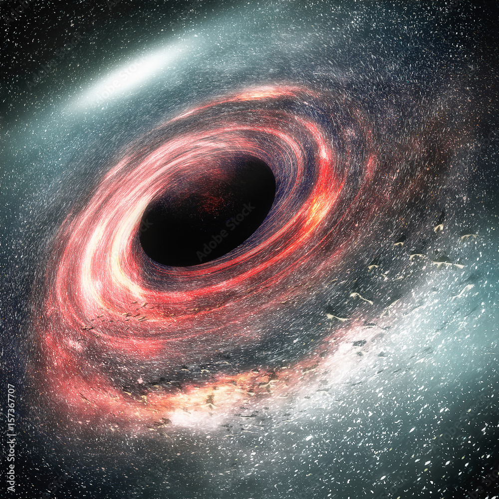 Sticker galaxy 3d illustration creative design, black hole in universe. ring galaxy in space