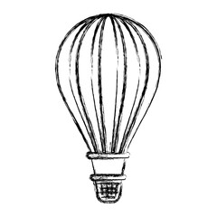 monochrome blurred silhouette of hot air balloon vector illustration