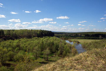 beautiful landscape with forest and river in Bashkiria, Russia