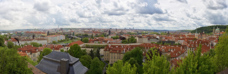 Fototapeta na wymiar Prague panorama city skyline and Charles Bridge