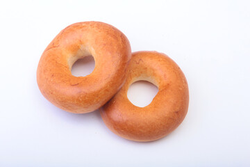 Fresh authentic New York style bagel isolated on Canvas cloth background