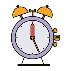 colorful silhouette of antique alarm clock vector illustration