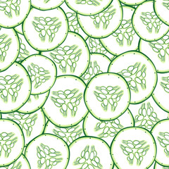 Cucumber slices seamless pattern. vector illustration for design.