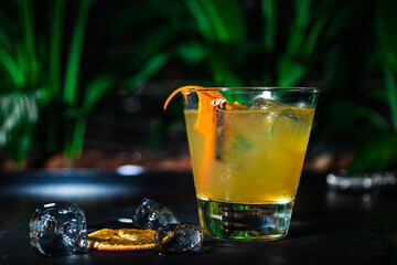 Refreshing Ice Cocktail. Fresh cocktail with orange and ice