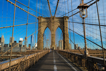 The Brooklyn Bridge and Skyline of New York City at a sunny morning II