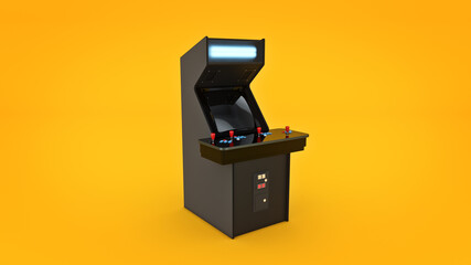 vintage arcade game machine. 3D rendering