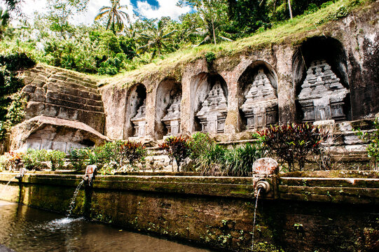 Gunung Kawi. Ancient carved in the stone temple with royal tombs. Bali, Indonesia
