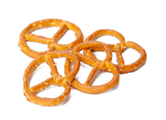 glazed and salted pretzels isolated on white background