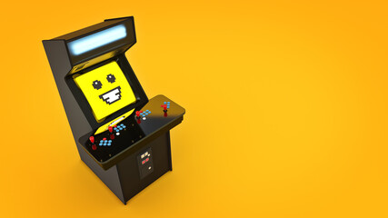 vintage arcade game machine. 3D rendering