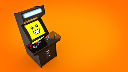 vintage arcade game machine. 3D rendering