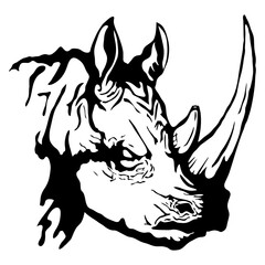 Isolated illustration of a rhinoceros head
