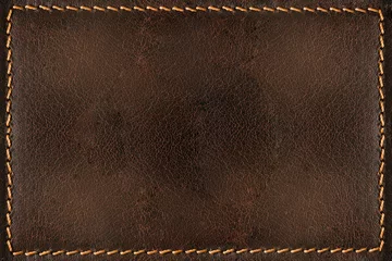 Deurstickers Brown leather background with seams © KariDesign