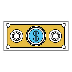 color sectors silhouette of money bill icon vector illustration
