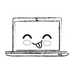 pc laptop cartoon smiley vector icon illustration graphic illustration