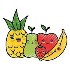 fruits cartoon smiley vector icon illustration graphic design