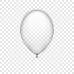 Transparent white rubber balloon isolated on checkered background vector illustration © MicroOne