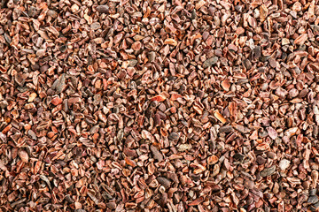 Crushed cocoa nibs, closeup