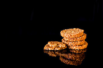 Cookies on a black background.