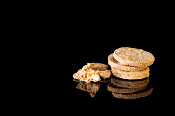 Cookies on a black background.