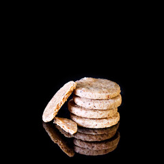 Cookies on a black background.