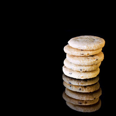 Cookies on a black background.