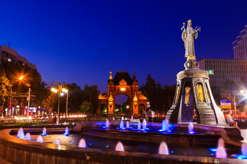 Krasnodar triumphal arch at night