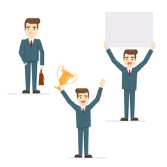 Vector set of businessman in different poses.