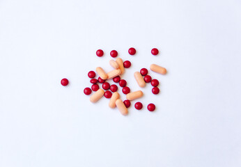 Pills on white background