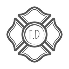 Cross firefighter vector illustration in monocrome vintage style.