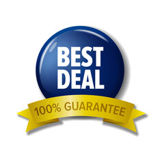 Blue sign with text 'Best Deal 100% guarantee'