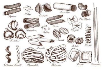 Vector collection of Italian pasta.