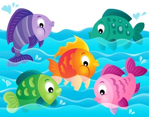 Obraz na płótnie Canvas Stylized fishes theme image 5