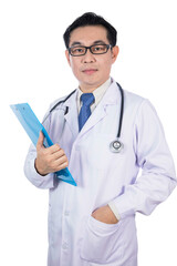 Asian Chinese male doctor with stethoscope