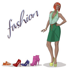 Young beauty model woman. Isolated on white