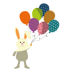 bunny animal balloons vector icon illustration graphic design