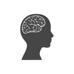 Human head silhouette and structure of the brain