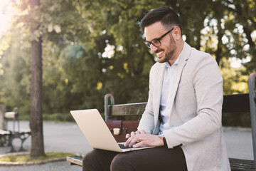 Businessman at the public park