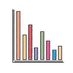 colored crayon silhouette of column chart vector illustration