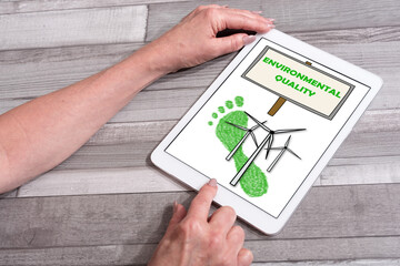 Environmental quality concept on a tablet