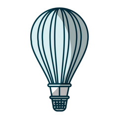 blue shading silhouette of hot air balloon vector illustration