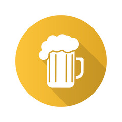 Beer glass flat design long shadow icon