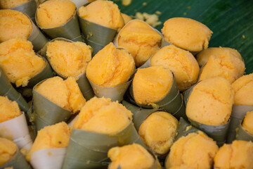 The thai toddy palm cake sweet taste delicious.