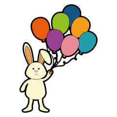 bunny animal balloons vector icon illustration graphic design