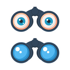 Binoculars with eyes icon