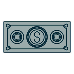 blue shading silhouette of money bill icon vector illustration