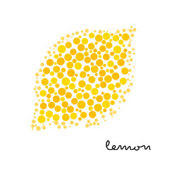 Yellow lemon silhouette created from dots