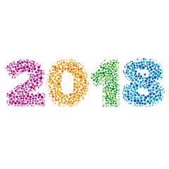 Happy new year 2018 concept - number created from dots